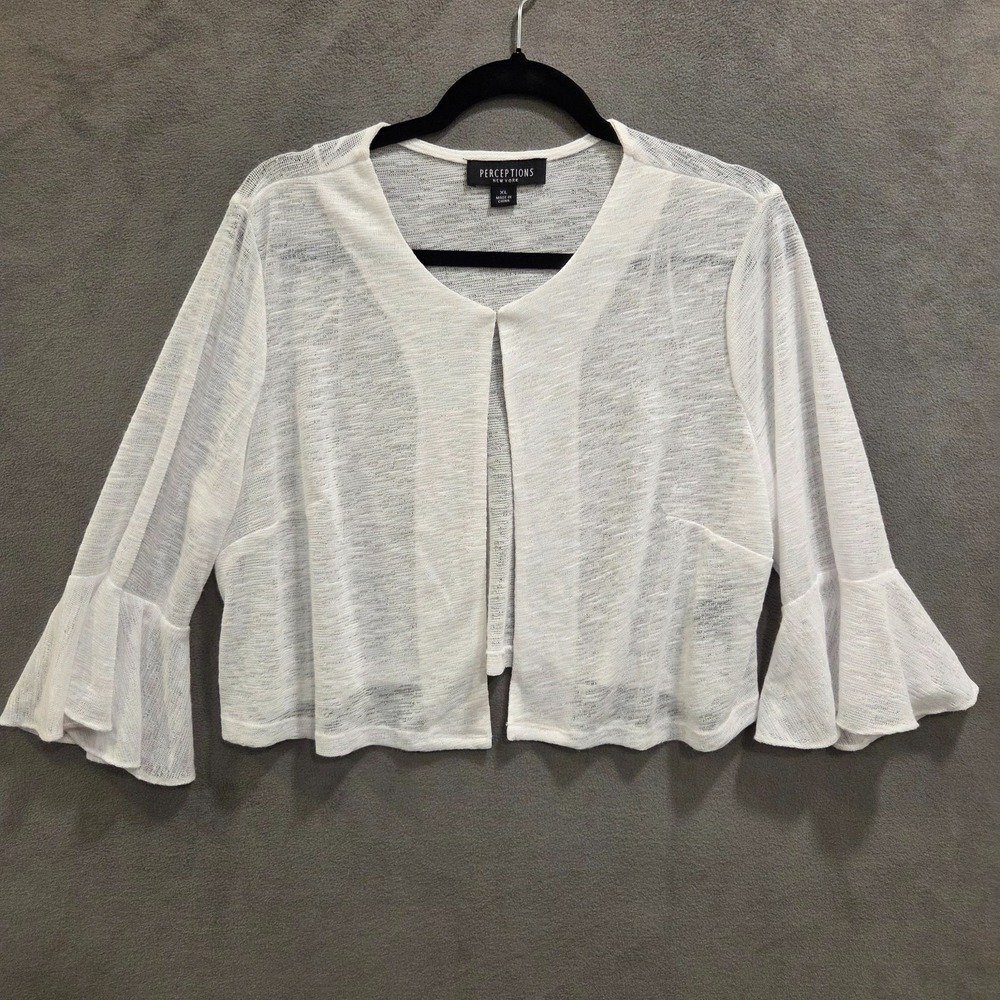 Perceptions New York Shrug Shawl Cardigan Women's‎ XLarge White Classic Dainty